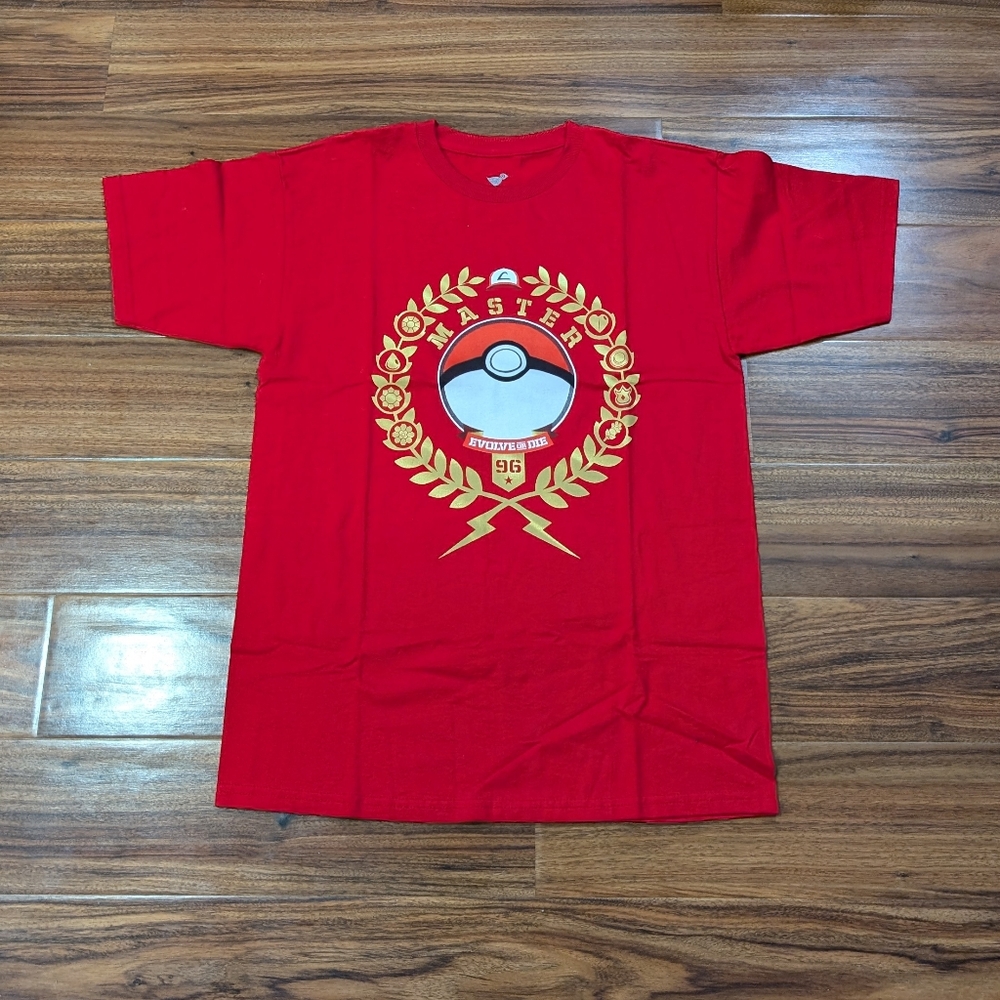 Pokemon Tee Fury Pokeball Master Evolve or Die 96 Red Graphic Shirt Mens Medium